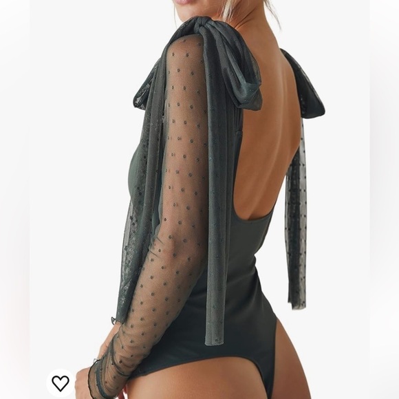 NWT Free People Intimately Tongue Tied Bodysuit in Green. Size Small - Picture 4 of 8